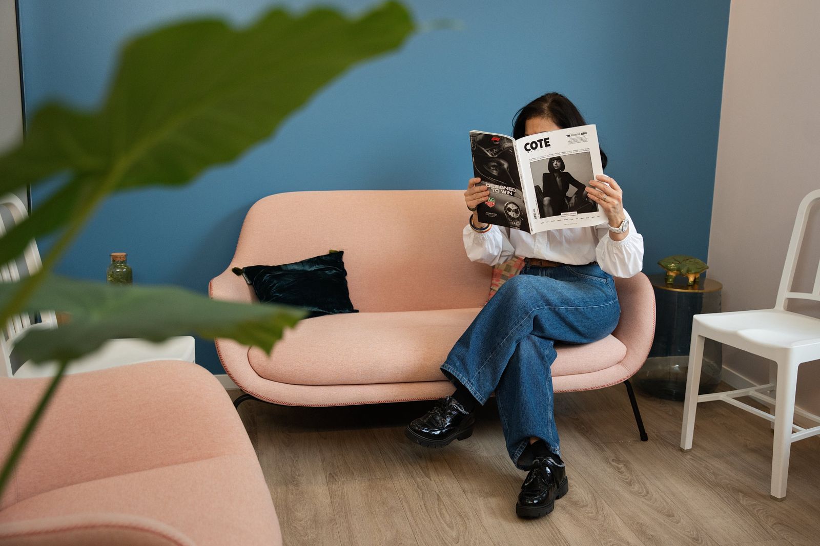 A patient reading in the practice waiting room